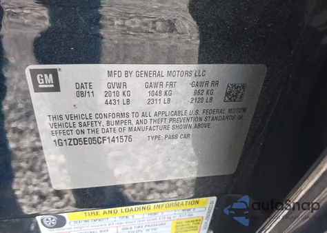 2012 Chevrolet Malibu 2Lt z USA, uszkodzony, nr VIN 1G1ZD5E05CF141576